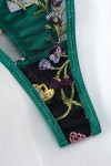 Conjunto de lencería de encaje floral verde
