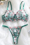 green floral lingerie set