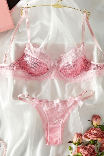 Pink sequin lingerie set