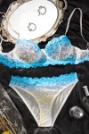 Blue tie and dye lace lingerie set