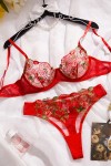 Red floral lingerie set