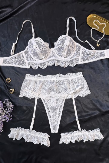White sheer lace set
