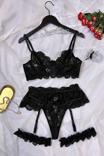 black sheer lace set