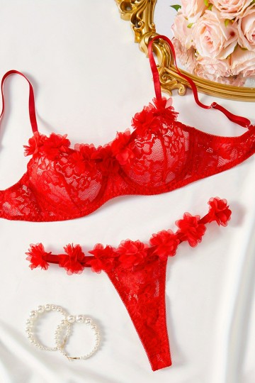 red frilly lingerie set