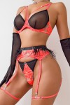 Conjunto de lencería sexy naranja