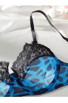 Blue and black leopard print lingerie set