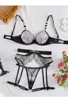 Conjunto de lencería sexy estampado negro