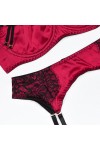 Ensemble de lingerie sexy 3 pièces noir et rouge