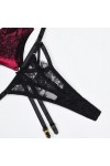 Ensemble de lingerie sexy 3 pièces noir et rouge