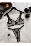 Ensemble de lingerie sexy en dentelle florale noire