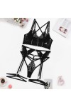 Ensemble de lingerie sexy noir à chaines