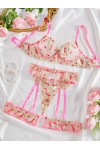 Pink embroidered lingerie set