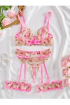 Ensemble de lingerie brodé rose