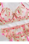 Pink embroidered lingerie set