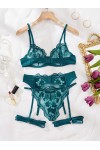 Ensemble de lingerie sexy vert canard