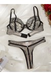 Black Patterned Lingerie Set