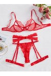 Conjunto de lencería sexy rojo.