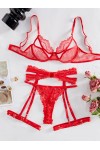 Conjunto de lencería sexy rojo.