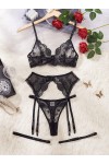 Conjunto de lencería sexy de encaje negro