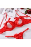 Ensemble de lingerie rouge à noeud