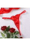 Ensemble de lingerie rouge à noeud