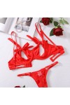 Ensemble de lingerie rouge à noeud