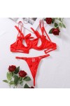 Ensemble de lingerie rouge à noeud