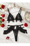 Ensemble de lingerie noir à franges