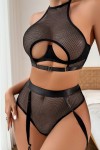 Ensemble de lingerie sexy en résille noire