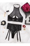 Ensemble de lingerie sexy en résille noire