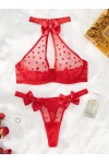 Conjunto lenceria rojo transparente