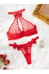 Conjunto lenceria rojo transparente