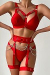 Red 3-piece lingerie set