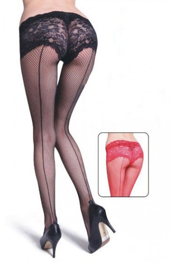 Fishnet tights with lace shorty