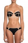 Black and beige 2-piece swimsuit