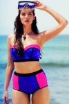 Blue and pink 2-piece swimsuit