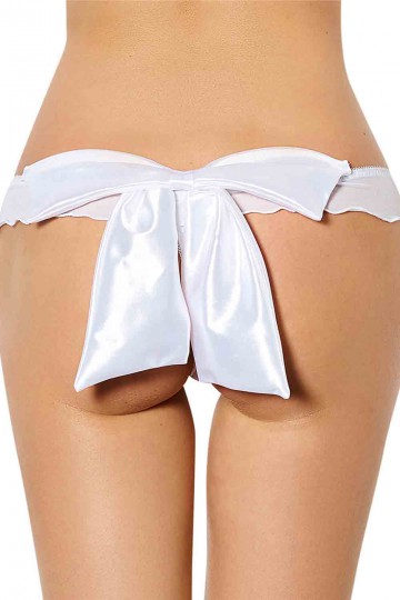 Thong with white satin bow