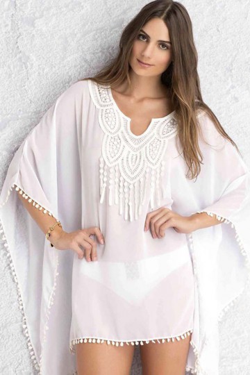 White beach dress with embroidery