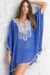 Blue beach dress and white embroidery