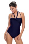 Navy blue backless one-piece swimsuit