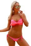 Coral ruffled 2-piece swimsuit