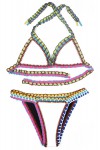 White and multicolor 2-piece swimsuit