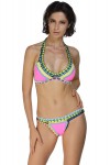 Pink and multicolor 2-piece swimsuit