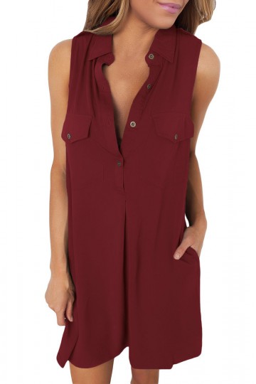 Buttoned tunic, burgundy