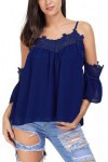 Blue top with free shoulders and fancy cutout