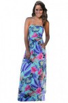 Mint Tropical Strapless Maxi Dress with Pockets