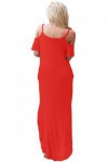 Red Sassy Open Shoulder Maxi Dress