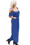 Blue Sassy Open Shoulder Maxi Dress