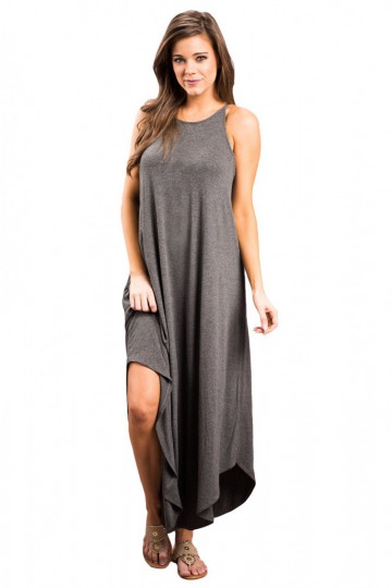 Long dark gray summer dress