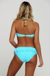 Blue Chic Ruffle Detail 2pcs Halter Bikini Swimsuit